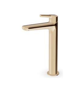 Zucchetti Medameda Bateria umywalkowa jednootworowa wysoka bez korka British Gold PVD ZMM715.P30