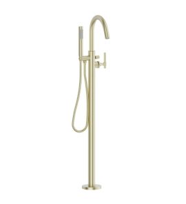 Burlington Strand Bateria wannowo-prysznicowa wolnostojąca ze słuchawką i wężem brushed brass SN416FF