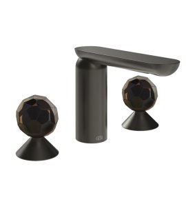 Gessi Perle Bateria umywalkowa 3-otworowa bez korka black metal brushed pvd/murano sfaccettato 74225.707