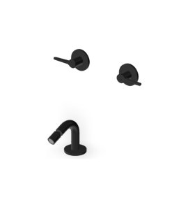 Zucchetti Medameda Bateria bidetowa podtynkowa z wylewką stojącą oraz korkiem automatycznym Brushed Total Black PVD ZMM5763.P81