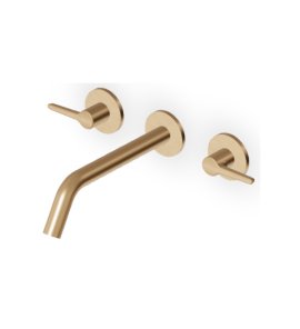 Zucchetti Medameda Bateria umywalkowa 3-otworowa 215 mm podtynkowa - element zewnętrzny Brushed British Gold PVD ZMM5766.P31