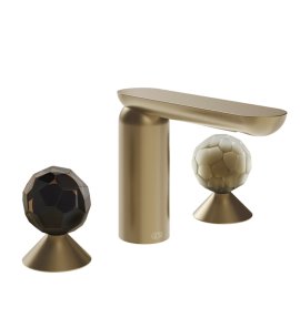 Gessi Perle Bateria umywalkowa 3-otworowa bez korka warm bronze brushed pvd/murano sfaccettato/murano battuto 74245.726