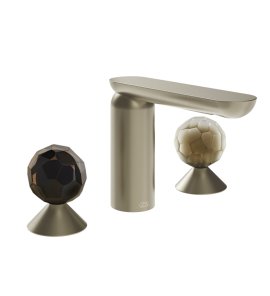 Gessi Perle Bateria umywalkowa 3-otworowa bez korka finox brushed nickel/murano sfaccettato/murano battuto 74245.149