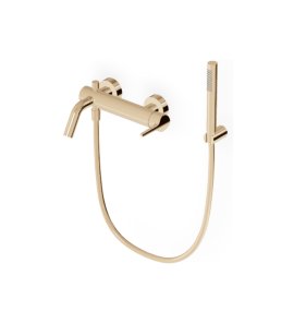 Zucchetti Medameda Bateria wannowo-natryskowa ścienna z zestawem natryskowym British Gold PVD ZMM521.P30