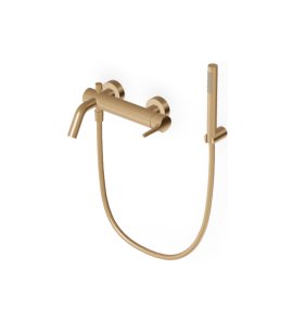 Zucchetti Medameda Bateria wannowo-natryskowa ścienna z zestawem natryskowym Brushed British Gold PVD ZMM521.P31