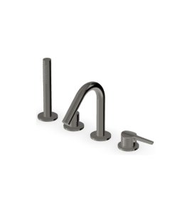 Zucchetti Medameda Bateria wannowa 4-otworowa z wyciąganą słuchawką Metal Black ZMM507.C50