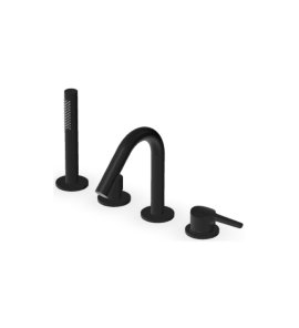 Zucchetti Medameda Bateria wannowa 4-otworowa z wyciąganą słuchawką Brushed Total Black PVD ZMM507.P81