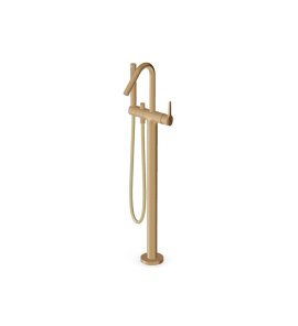 Zucchetti Medameda Bateria wannowa wolnostojąca z zestawem natryskowym - element zewnętrzny Brushed British Gold PVD ZMM748.P31