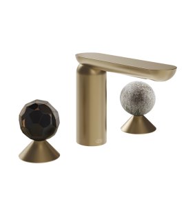 Gessi Perle Bateria umywalkowa 3-otworowa bez korka warm bronze brushed pvd/murano sfaccettato/murano pulegoso 74265.726