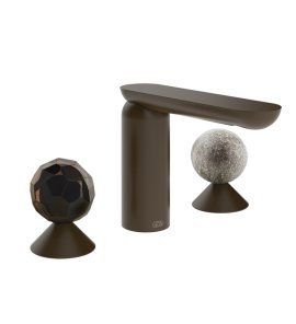 Gessi Perle Bateria umywalkowa 3-otworowa bez korka dark bronze/murano sfaccettato/murano pulegoso 74265.845