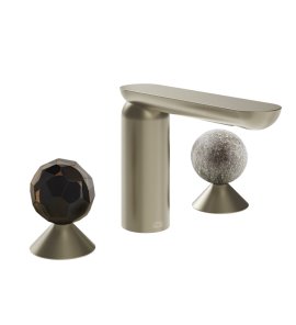 Gessi Perle Bateria umywalkowa 3-otworowa bez korka finox brushed nickel/murano sfaccettato/murano pulegoso 74265.149