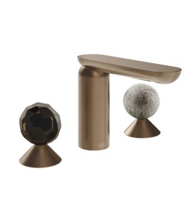 Gessi Perle Bateria umywalkowa 3-otworowa bez korka copper brushed pvd/murano sfaccettato/murano pulegoso 74265.708