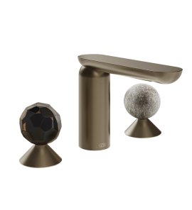 Gessi Perle Bateria umywalkowa 3-otworowa bez korka coffee bronze brushed pvd/murano sfaccettato/murano pulegoso 74265.761