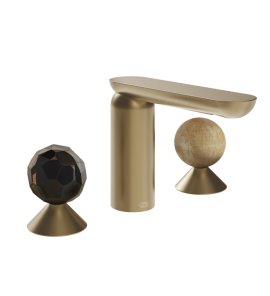 Gessi Perle Bateria umywalkowa 3-otworowa bez korka warm bronze brushed pvd/murano sfaccettato/onyx cola 74235.726