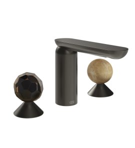 Gessi Perle Bateria umywalkowa 3-otworowa bez korka black metal brushed pvd/murano sfaccettato/onyx cola 74235.707