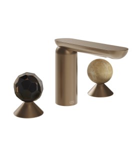 Gessi Perle Bateria umywalkowa 3-otworowa bez korka copper brushed pvd/murano sfaccettato/onyx cola 74235.708