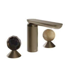 Gessi Perle Bateria umywalkowa 3-otworowa bez korka coffee bronze brushed pvd/murano sfaccettato/onyx cola 74235.761