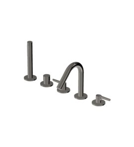 Zucchetti Medameda Bateria wannowa 5-otworowa z wyciąganą słuchawką Metal Black ZMM5510.C50