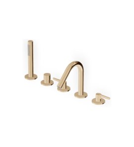 Zucchetti Medameda Bateria wannowa 5-otworowa z wyciąganą słuchawką British Gold PVD ZMM5510.P30