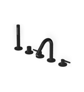 Zucchetti Medameda Bateria wannowa 5-otworowa z wyciąganą słuchawką Brushed Total Black PVD ZMM5510.P81
