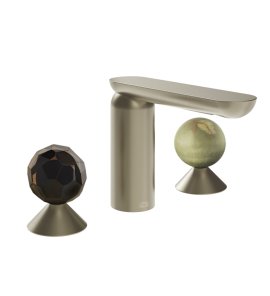 Gessi Perle Bateria umywalkowa 3-otworowa bez korka finox brushed nickel/murano sfaccettato/onyx green 74255.149