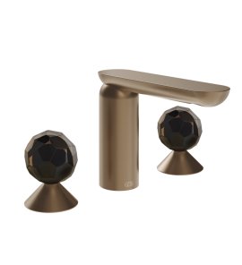Gessi Perle Bateria umywalkowa 3-otworowa bez korka copper brushed pvd/murano sfaccettato/onyx green 74255.708