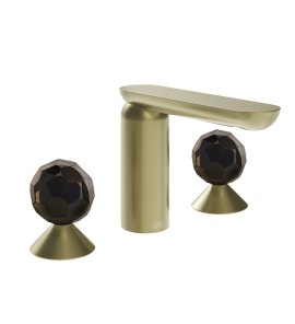Gessi Perle Bateria umywalkowa 3-otworowa bez korka brass brushed pvd/murano sfaccettato/onyx green 74255.727