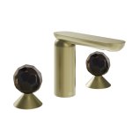 Gessi Perle Bateria umywalkowa 3-otworowa bez korka brass brushed pvd/murano sfaccettato/onyx green 74255.727
