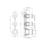 Zucchetti Medameda Bateria termostatyczna natryskowa podtynkowa 3-otworowa - element zewnętrzny Metal Black ZMM802.C50