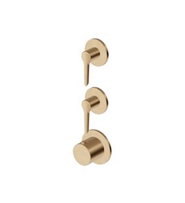 Zucchetti Medameda Bateria termostatyczna natryskowa podtynkowa 3-otworowa - element zewnętrzny Brushed British Gold PVD ZMM802.P31