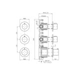 Zucchetti Medameda Bateria termostatyczna natryskowa podtynkowa 3-otworowa - element zewnętrzny Metal Black ZPA802.C50