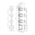 Zucchetti Medameda Bateria termostatyczna natryskowa podtynkowa 4-otworowa - element zewnętrzny Chrom ZMM803