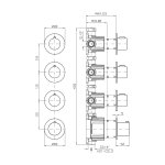 Zucchetti Medameda Bateria termostatyczna natryskowa podtynkowa 4-otworowa - element zewnętrzny Chrom ZPA803