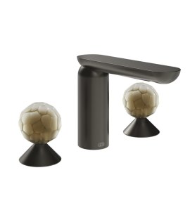 Gessi Perle Bateria umywalkowa 3-otworowa bez korka black metal brushed pvd/murano battuto 74445.707