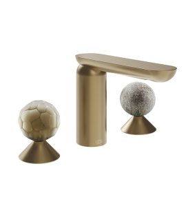 Gessi Perle Bateria umywalkowa 3-otworowa bez korka warm bronze brushed pvd/murano battuto/murano pulegoso 74465.726