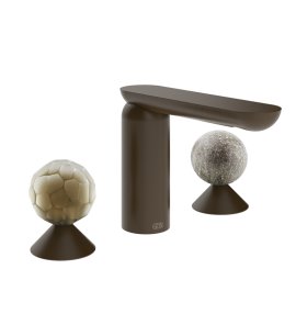 Gessi Perle Bateria umywalkowa 3-otworowa bez korka dark bronze/murano battuto/murano pulegoso 74465.845