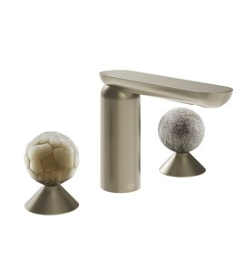 Gessi Perle Bateria umywalkowa 3-otworowa bez korka finox brushed nickel/murano battuto/murano pulegoso 74465.149