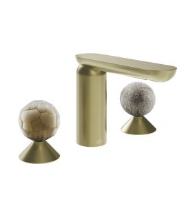 Gessi Perle Bateria umywalkowa 3-otworowa bez korka brass brushed pvd/murano battuto/murano pulegoso 74465.727