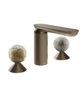 Gessi Perle Bateria umywalkowa 3-otworowa bez korka coffee bronze brushed pvd/murano battuto/murano pulegoso 74465.761