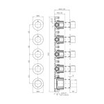 Zucchetti Medameda Bateria termostatyczna natryskowa podtynkowa 5-otworowa - element zewnętrzny Chrom ZPA804