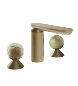 Gessi Perle Bateria umywalkowa 3-otworowa bez korka warm bronze brushed pvd/murano battuto/onyx green 74455.726