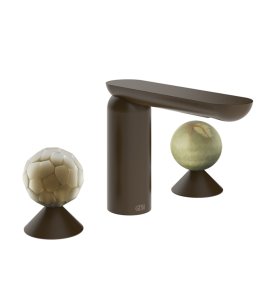Gessi Perle Bateria umywalkowa 3-otworowa bez korka dark bronze/murano battuto/onyx green 74455.845