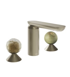 Gessi Perle Bateria umywalkowa 3-otworowa bez korka finox brushed nickel/murano battuto/onyx green 74455.149