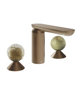 Gessi Perle Bateria umywalkowa 3-otworowa bez korka copper brushed pvd/murano battuto/onyx green 74455.708