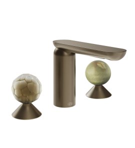 Gessi Perle Bateria umywalkowa 3-otworowa bez korka coffee bronze brushed pvd/murano battuto/onyx green 74455.761