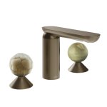 Gessi Perle Bateria umywalkowa 3-otworowa bez korka coffee bronze brushed pvd/murano battuto/onyx green 74455.761