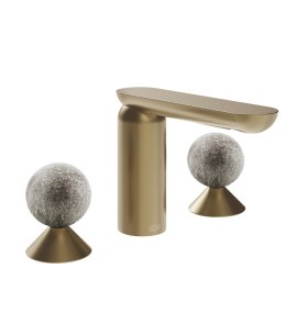 Gessi Perle Bateria umywalkowa 3-otworowa bez korka warm bronze brushed pvd/murano pulegoso 74665.726