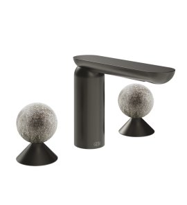 Gessi Perle Bateria umywalkowa 3-otworowa bez korka black metal brushed pvd/murano pulegoso 74665.707