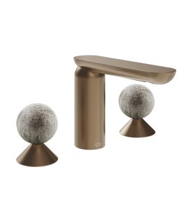 Gessi Perle Bateria umywalkowa 3-otworowa bez korka copper brushed pvd/murano pulegoso 74665.708