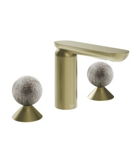 Gessi Perle Bateria umywalkowa 3-otworowa bez korka brass brushed pvd/murano pulegoso 74665.727